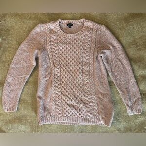 Talbot’s Pink Fleck Cable Knit Sweater, Size M, Wool Blend, Side Zippers